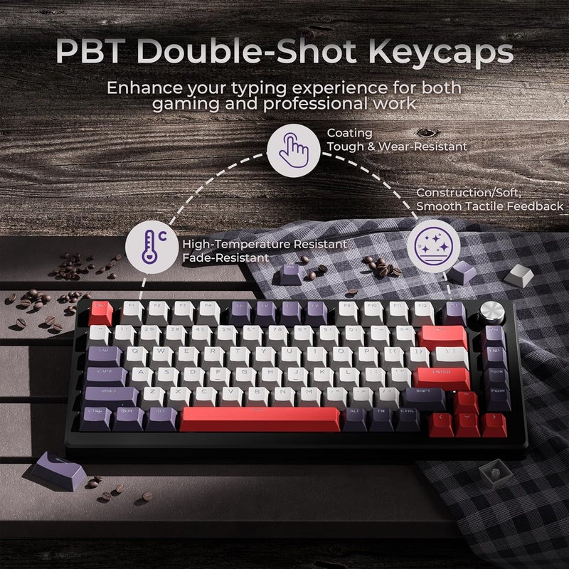 OHY XVX Shine Through Keycaps -133 Keys Cherry Profile Double Shot PBT Keycaps Compatible for 60%/75%/100% Retro Gaming Mechanical Keyboard-Vintage Red - Image 3